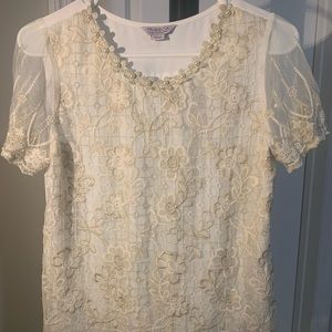 Pearl embroidered golden blouse